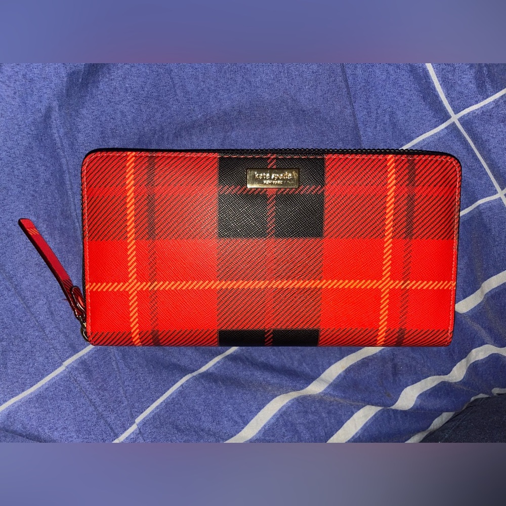 Kate Spade Newbury Lane Printed Plaid Large Wallet